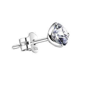HIGHSPARK 925 Silver Men's "Sparkling Martini" Solitaire Stud Earring | 92.5 Sterling Silver and Diamond like Brilliance Sparkling Zirconia | Single Stud for Men | Lovely Gift
